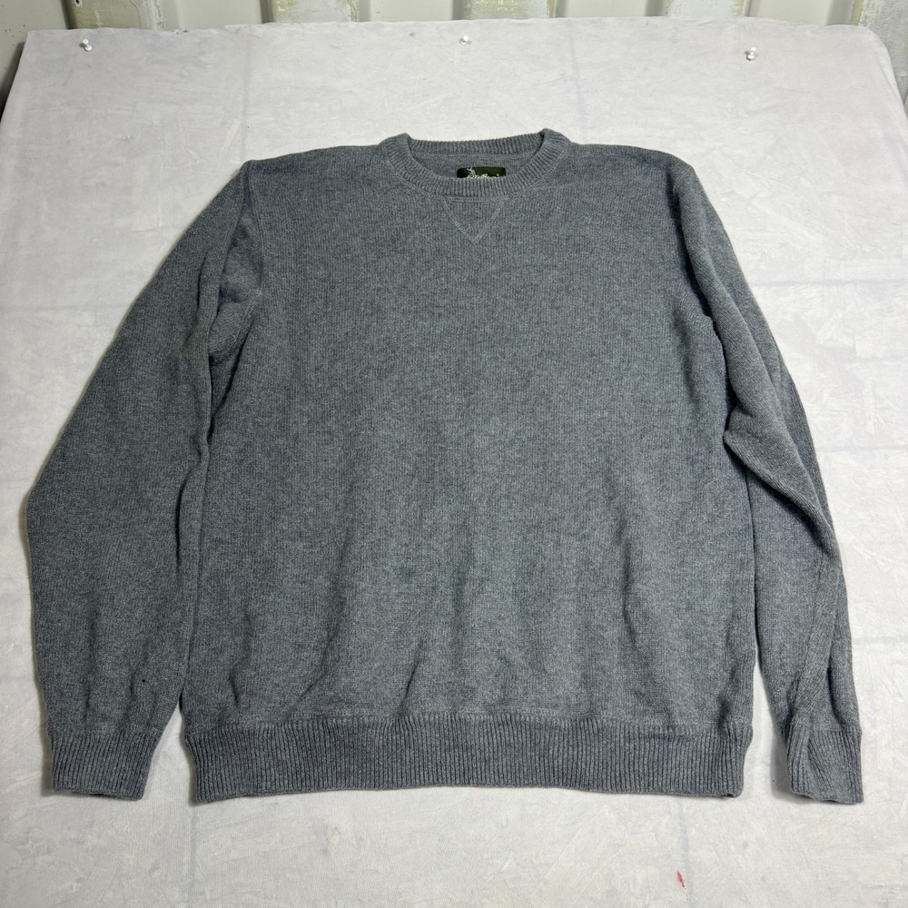 Eddie Bauer Mens Pullover Sweater Gray Knitted Outdoor Crew Neck Long Sleeve XLT